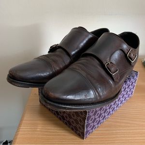suitsupply brown leather double Monk size 9
